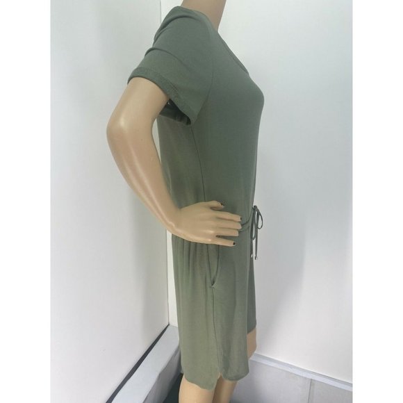 "WHITE HOUSE BLACK MARKET" MILITARY GREEN KEYHOLE BACK BLOUSON DRESS SIZE: M NWT - Picture 3 of 3